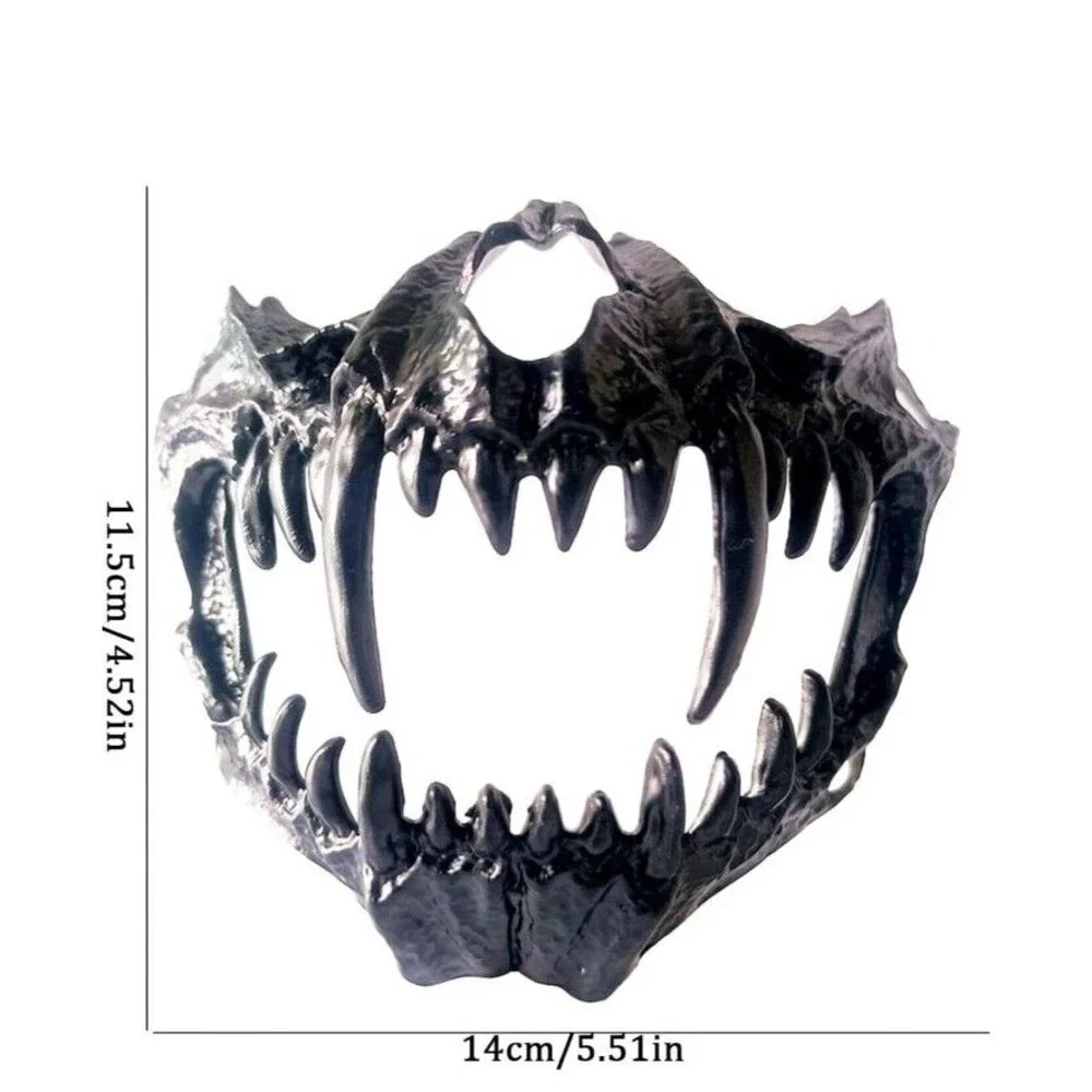 Half Mask Tiger Mask Skeleton Dragon Black Bone Scary Halloween